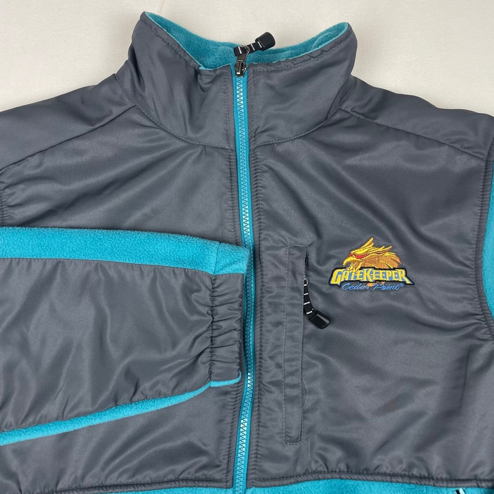 GOGO Sports Cedar Point GateKeeper Fleece Jacket Mens Medium Teal Grey Full Zip